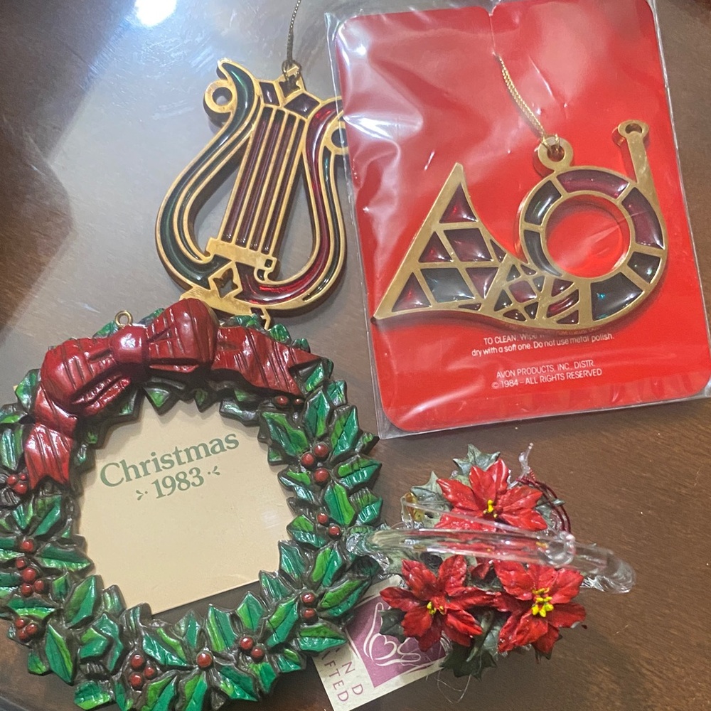 Vintage Christmas Ornament Set - Green, Red, Gold